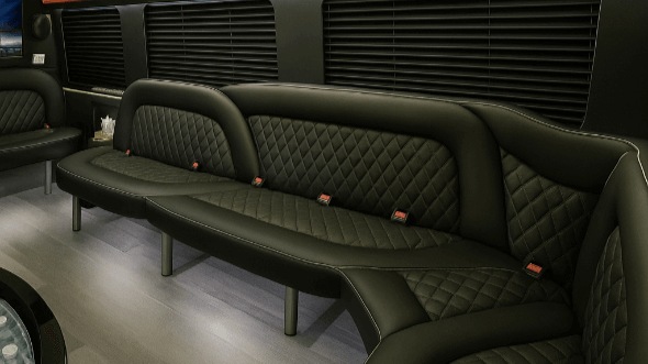 Interior of Charter Bus Company Davenport's 14 Passenger Sprinter Limousine in Davenport