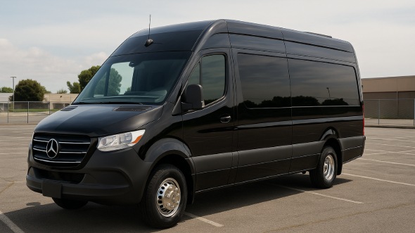 Exterior of Charter Bus Company Iowa City's 14 Passenger Sprinter Limousine in Iowa City
