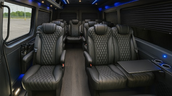 Interior of Charter Bus Company Cedar Rapids's 15 Passenger Minibus in Cedar Rapids
