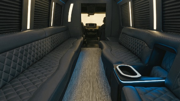 Interior of Charter Bus Company Moline's 20 Passenger Party Bus in Moline