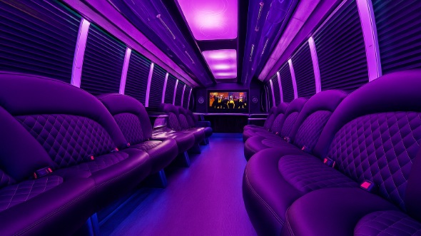 Interior of Charter Bus Company Waterloo's 20 Passenger Party Bus in Waterloo