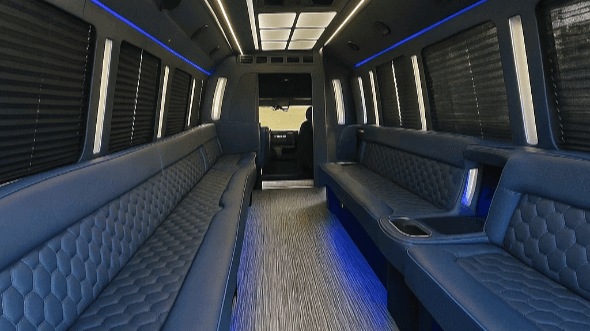 Interior of Charter Bus Company Des Moines's 25 Passenger Party Bus in Des Moines