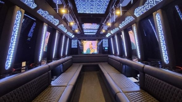 Interior of Charter Bus Company Waterloo's 25 Passenger Party Bus in Waterloo