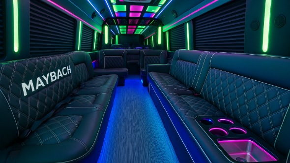 Interior of Charter Bus Company Ankeny's 28 Passenger Party Bus in Ankeny