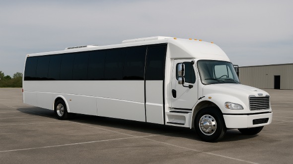 Exterior of Charter Bus Company West Des Moines's 30 Passenger Party Bus in West Des Moines