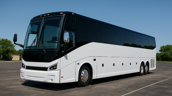 Exterior of Charter Bus Company West Des Moines's 40 Passenger Party Bus in West Des Moines