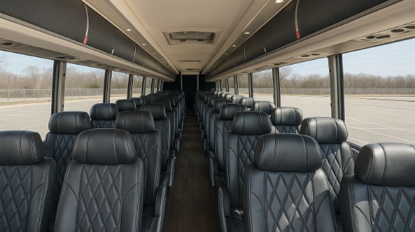 Interior of Charter Bus Company Cedar Rapids's 45 Passenger Charter Bus in Cedar Rapids
