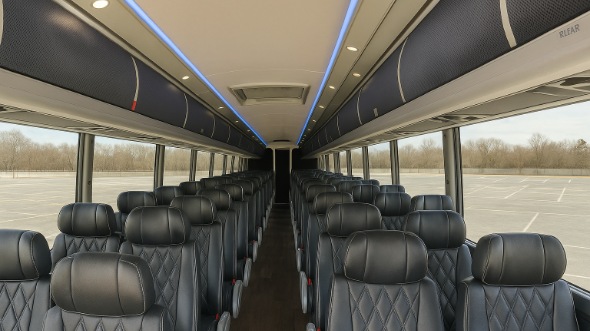 Interior of Charter Bus Company Cedar Rapids's 46 Passenger Charter Bus in Cedar Rapids