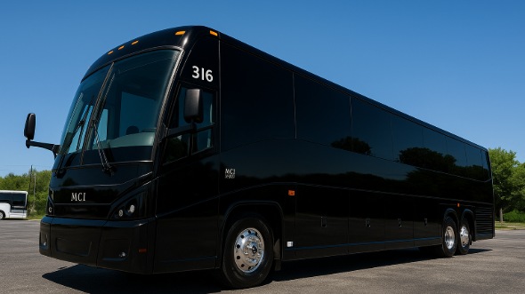 Exterior of Charter Bus Company Cedar Rapids's 47 Passenger Charter Bus in Cedar Rapids