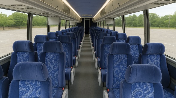 Interior of Charter Bus Company Cedar Rapids's 47 Passenger Charter Bus in Cedar Rapids