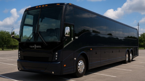 Exterior of Charter Bus Company Cedar Rapids's 48 Passenger Charter Bus in Cedar Rapids