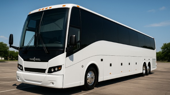Exterior of Charter Bus Company Cedar Rapids's 51 Passenger Charter Bus in Cedar Rapids