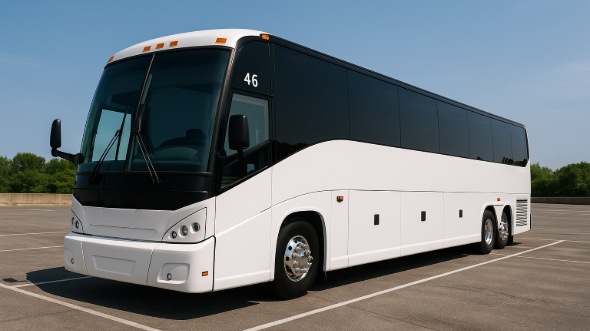 Exterior of Charter Bus Company Cedar Rapids's 54 Passenger Charter Bus in Cedar Rapids