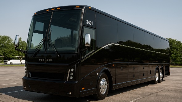 Exterior of Charter Bus Company Cedar Rapids's 56 Passenger Charter Bus in Cedar Rapids