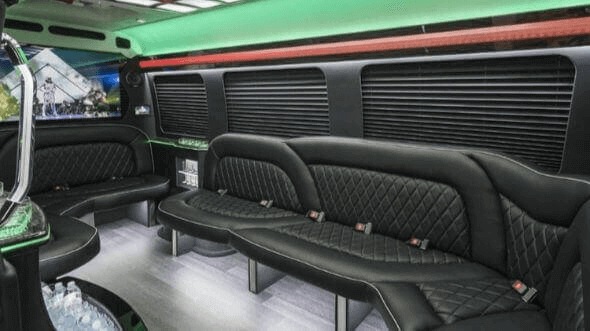 cedar rapids 14 passenger sprinter limousine inside